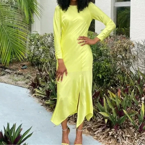 Satin Maxi Dress With Slit - Picture 2 of 5